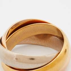 Pre Owned Cartier Trinity 18k Three Tone Gold Large Model Rolling Ring Size 55