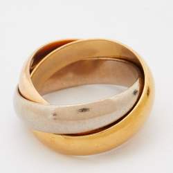Pre Owned Cartier Trinity 18k Three Tone Gold Large Model Rolling Ring Size 55