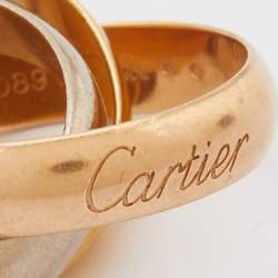 Pre Owned Cartier Trinity 18k Three Tone Gold Large Model Rolling Ring Size 55