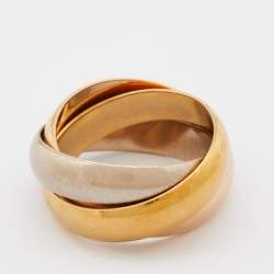 Pre Owned Cartier Trinity 18k Three Tone Gold Large Model Rolling Ring Size 55