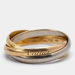 Pre Owned Cartier Trinity 18k Three Tone Gold Small Model Ring Size 56