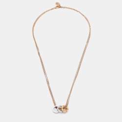 Pre Owned Cartier Love 3 Hoops Diamonds 18k Three Tone Gold Chain Necklace