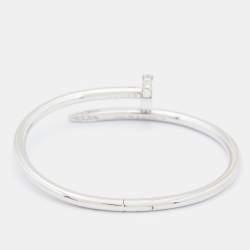 Pre Owned Cartier Juste Un Clou Diamonds 18k White Gold Bracelet 16