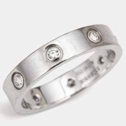 مملوكة مسبقًا Cartier Love Diamond Paved 18k White Gold Band Ring Size 53