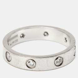 مملوكة مسبقًا Cartier Love Diamond Paved 18k White Gold Band Ring Size 53