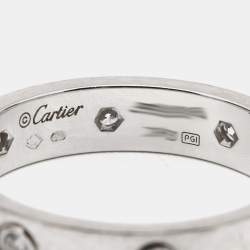 مملوكة مسبقًا Cartier Love Diamond Paved 18k White Gold Band Ring Size 53