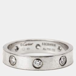 مملوكة مسبقًا Cartier Love Diamond Paved 18k White Gold Band Ring Size 53