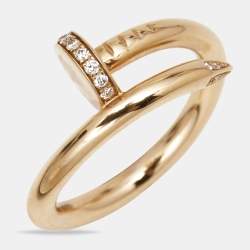Pre Owned Cartier Juste Un Clou Diamonds 18k Rose Gold Ring Size 57