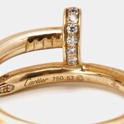 Pre Owned Cartier Juste Un Clou Diamonds 18k Rose Gold Ring Size 57