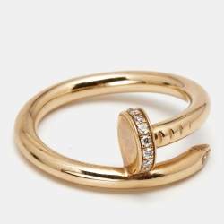 Pre Owned Cartier Juste Un Clou Diamonds 18k Rose Gold Ring Size 57