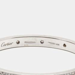 Pre Owned Cartier Love Diamond Paved 18k White Gold Bracelet 18