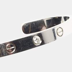 مملوكة مسبقًا Cartier Love 1 Diamond 18k White Gold Open Cuff Bracelet 16
