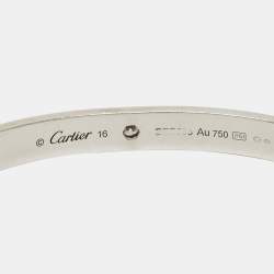 مملوكة مسبقًا Cartier Love 1 Diamond 18k White Gold Open Cuff Bracelet 16