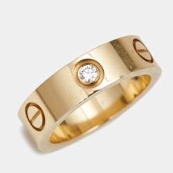 Pre Owned Cartier Love 3 Diamond 18k Rose Gold Band Ring Size 52