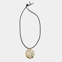 Pre Owned Cartier Panthere de Cartier Tsavorite Garnet Lacquer 18k Yellow Gold Cord Necklace