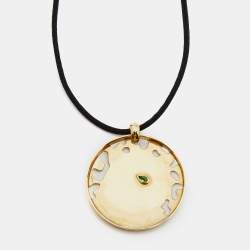 Pre Owned Cartier Panthere de Cartier Tsavorite Garnet Lacquer 18k Yellow Gold Cord Necklace