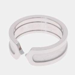 Pre Owned Cartier Vintage Double C 18K White Gold Ring EU 48