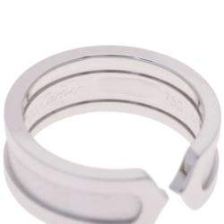 Pre Owned Cartier Vintage Double C 18K White Gold Ring EU 48