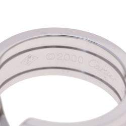 Pre Owned Cartier Vintage Double C 18K White Gold Ring EU 48