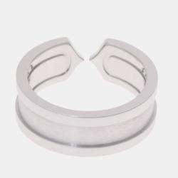 Pre Owned Cartier Vintage Double C 18K White Gold Ring EU 48