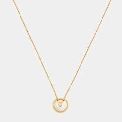 Pre Owned Cartier Amulette de Cartier Diamond Mother of Pearl 18K Yellow Gold Necklace XS