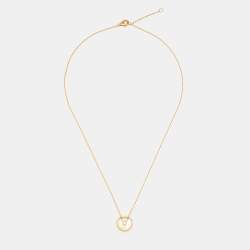 Pre Owned Cartier Amulette de Cartier Diamond Mother of Pearl 18K Yellow Gold Necklace XS