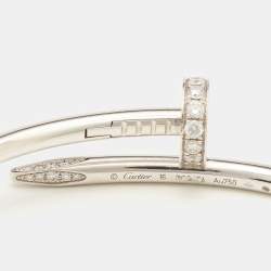 Pre Owned Cartier Juste Un Clou Diamonds 18K White Gold Bracelet 16