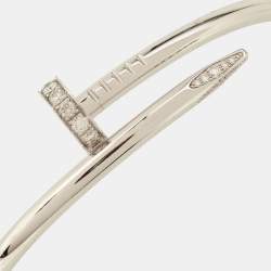 Pre Owned Cartier Juste Un Clou Diamonds 18K White Gold Bracelet 16