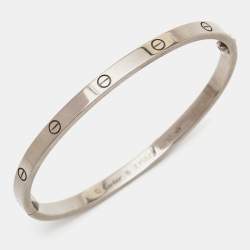 Pre Owned Cartier Love 18k White Gold Small Bangle Bracelet 16