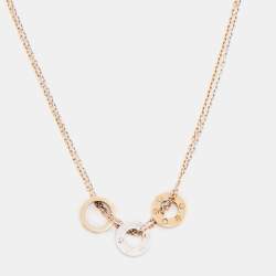 Pre Owned Cartier Love Diamond 18k Two Tone Gold Double Chain Necklace