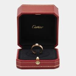 Pre Owned Cartier Love Solitaire Diamond 18k Rose Gold Ring Size 54