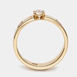 Pre Owned Cartier Love Solitaire Diamond 18k Rose Gold Ring Size 54