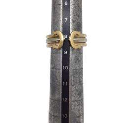 Pre Owned Cartier Vintage Double C 18K Yellow Gold Rose Gold and White Gold Ring EU 48