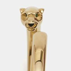 Pre Owned Cartier Panthere de Cartier Tsavorite Garnet Onyx 18k Yellow Gold Bracelet 15