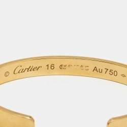 مملوكة مسبقًا Cartier Love 18k Yellow Gold Open Cuff Bracelet 16