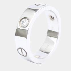 Pre Owned Cartier Love 18K White Gold Diamond Ring EU 55