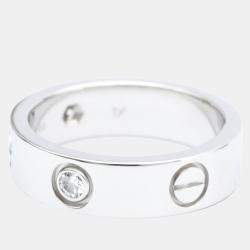 Pre Owned Cartier Love 18K White Gold Diamond Ring EU 55