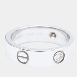 Pre Owned Cartier Love 18K White Gold Diamond Ring EU 55