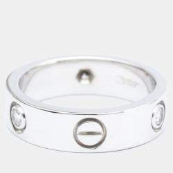 Pre Owned Cartier Love 18K White Gold Diamond Ring EU 55