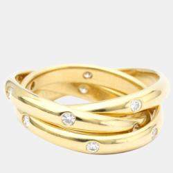 Pre Owned Cartier Vintage Trinity Constellation 18K Yellow Gold Diamond Ring EU 51