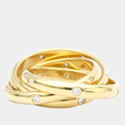 Pre Owned Cartier Vintage Trinity Constellation 18K Yellow Gold Diamond Ring EU 51