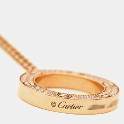 Pre Owned Cartier Love Diamonds 18k Rose Gold Pendant Necklace