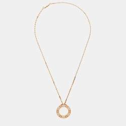 Pre Owned Cartier Love Diamonds 18k Rose Gold Pendant Necklace