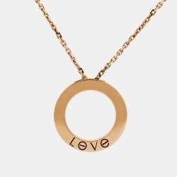 Pre Owned Cartier Love Diamonds 18k Rose Gold Pendant Necklace