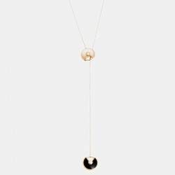 Pre Owned Cartier Amulette de Cartier Diamond Onyx Mother of Pearl 18K Rose Gold Necklace