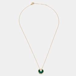 Pre Owned Cartier Amulette De Cartier Malachite Diamond 18k Rose Gold Necklace