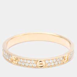 Pre Owned Cartier Love Pave 18K Rose Gold Diamond Ring EU 55