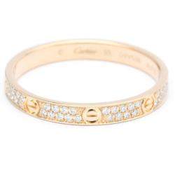 Pre Owned Cartier Love Pave 18K Rose Gold Diamond Ring EU 55