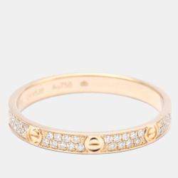 Pre Owned Cartier Love Pave 18K Rose Gold Diamond Ring EU 55