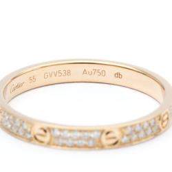 Pre Owned Cartier Love Pave 18K Rose Gold Diamond Ring EU 55
